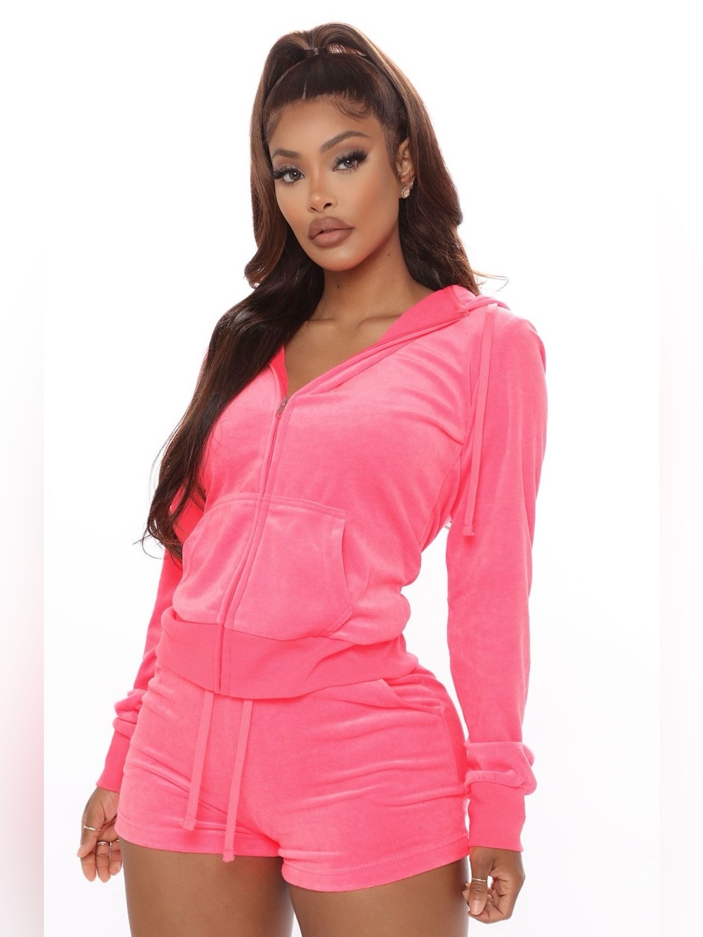 Two Piece Velour Short Set